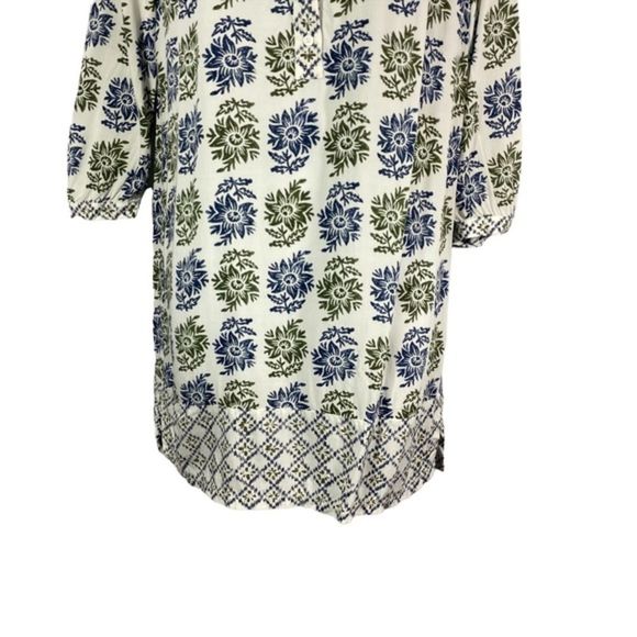 Loft Size XS Dress Sheath Button Front White Blue Floral Print Half Sleeve - Picture 2 of 9